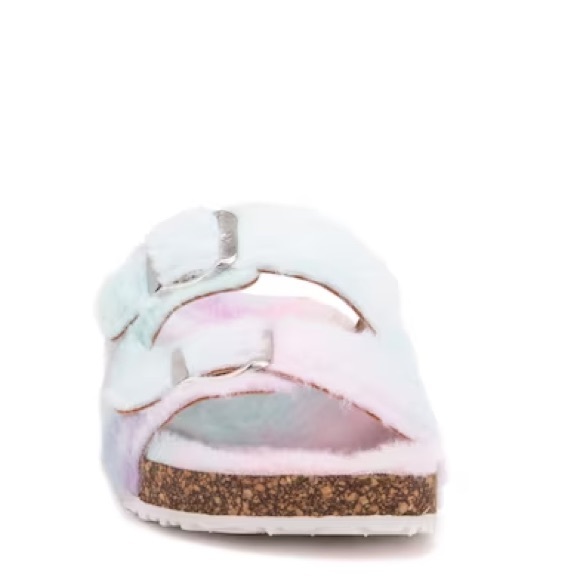 Olivia Miller, fuzzy fairy floss coloured Slides NEW - Picture 2 of 3